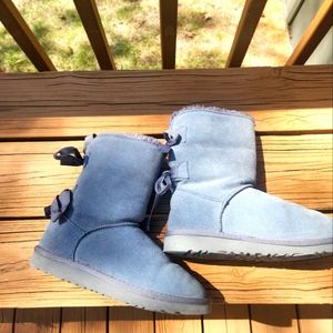 Ugg Grey Boots Size 10 with Ribbons in the Back